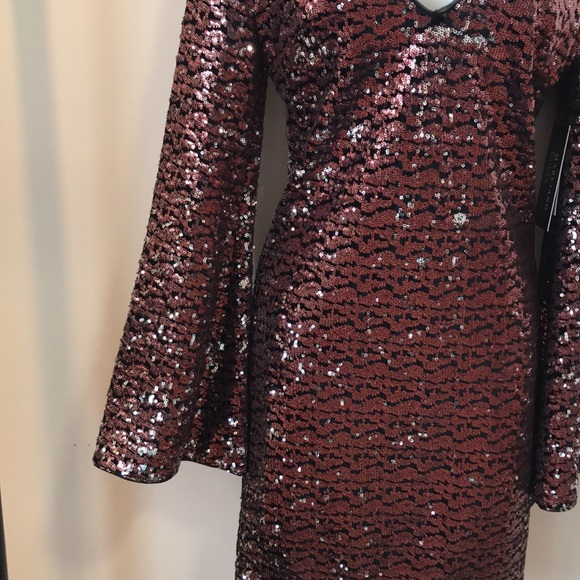 Marciano sequin dress with bell sleeves. - Picture 5 of 11